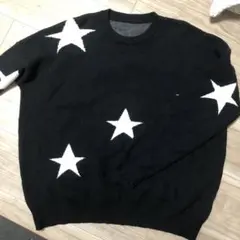 星柄ニットセーター 黒
