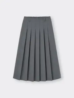 GU プリーツAラインミディスカートQ(グレー)