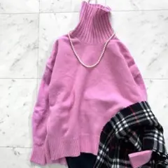 さ*5様 ビューティアンドユース ニット ウールカシミヤ ハイネック ピンク