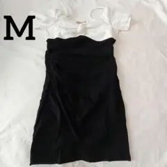 特価❕オフショルダー ミニ ワンピース M バイカラー ブラック