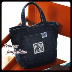 【デニム ブラック】紀伊国屋 トートバッグ ハンドバッグ ミニトートバッグA5