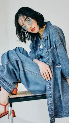 LEPSIM レプシィム　BIGデニム5分袖シャツチュニック