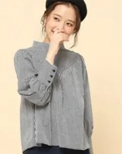 ギンガム　Vギャザー　ブラウス　ロペピクニック