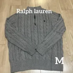 新品 ラルフローレン ケーブルニット セーター グレー QRタグ付き M