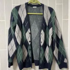 アーガイル柄カーディガン