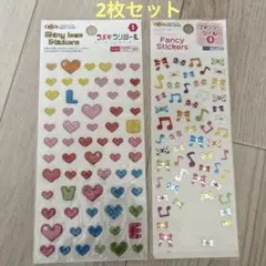 平成レトロ　ハート　音符　リボン　シール　ダイソー　2枚セット　当時物　レア