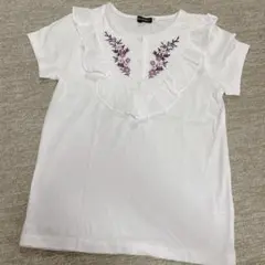 Bebe べべ　フラワー　刺繍　カットソー　ブラウス　半袖　Tシャツ　フリル