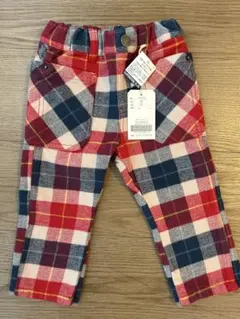 【新品未使用タグつき】ベビーパンツ 80 赤チェック柄 エフオーオンライン