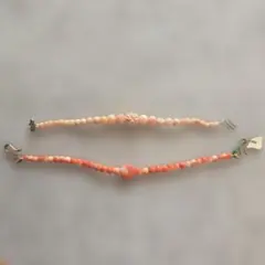 珊瑚　羽織紐　2本セット　C　サンゴ　ビーズ　チェーン　羽織　着物　リメイク用