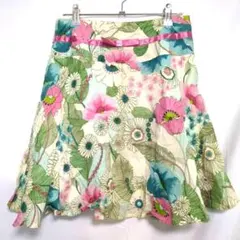 Fleurish★Aライン フラワー 花柄 ミニ丈 フレアスカート レトロ 海外