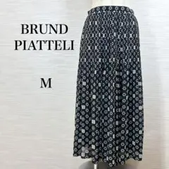 美品★BRUND PIATTELLI ロングスカート　花柄　黒　白　M