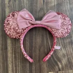 ミニーマウス　スパンコールリボンカチューシャ