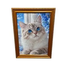 動物アート 猫 ブルーアイ A4 癒し インテリア 猫好き ネコアート リビング