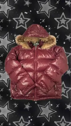 y2k ファーダウンジャケット 短丈 平成 お兄系 光沢 グランジ レッド