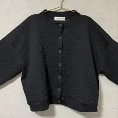 大きいサイズ レディース 長袖キルティングカーディガン ブラック　黒　4XL