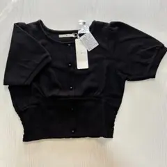 新品　パフ袖　カットソー　ショート丈　ems ブラック