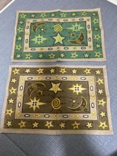 インド製　コットン　ティーマット テーブルナフキン　月　星　2枚セット