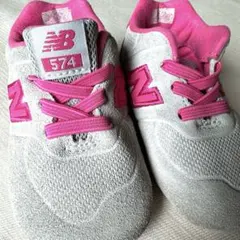 New Balance 574 ベビーシューズ 12 ピンク×シルバー