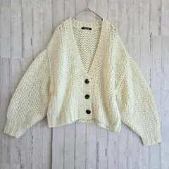 アズノゥアズピンキー　ニットカーディガン　ざっくり編み　ナチュラル　ゆったり