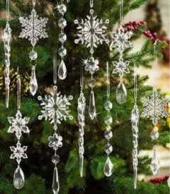 クリスマスオーナメント18点セット クリアリース 装飾 アクリル軽量