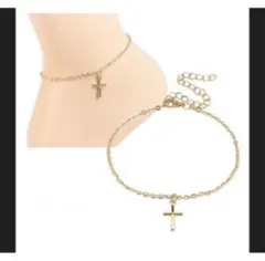 夏に最適　ゴールドクロスアンクレット