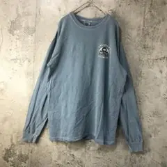 Z93古着　ロンT くすみブルー　バックプリント　90s Y2K