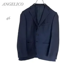 【アンジェリコ】 メンズスーツ ジャケット (46) ストライプ ネイビー
