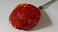 本物 琥珀 ペンダントネックレス アンバー