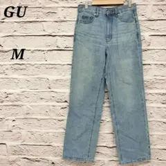 ジーユー 【M】 ハイライズストレートジーンズ ブルー