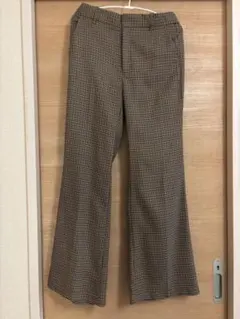 【美品】GU チェックパンツ　フレアパンツ