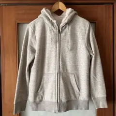 ベージュグレー フルジップパーカー 内側ボア