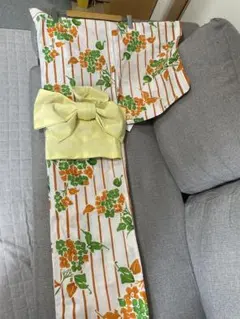 花柄浴衣 オレンジ・緑　新品タグつき