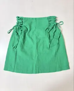 ZARA リネンスカート　グリーン　ミニ　編み上げのサムネイル