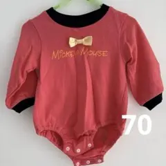 ロンパース70 長袖　バースデイ　ディズニーベビー　ミッキーマウス　美品