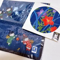 【新品】特選 藍染 大判ハンカチ 和柄 2枚セット 綿100%