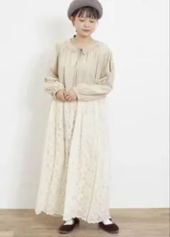 Samansa Mos2 サマンサモスモス　チュール　刺繍　切替ワンピース