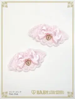 サテンリボンのトーションレースお袖留め ピンク×ピンクのサムネイル