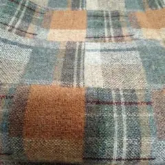 暖かみのある裏起毛チェック柄生地 緑・茶 　オレンジ　110×56cm