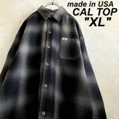 USA製 CAL TOP カルトップ オンブレチェックシャツ 黒 XL