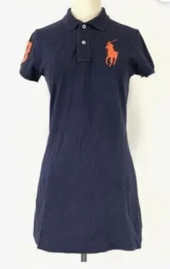 ポロラルフローレン ポロシャツ ワンピース ビッグポニーロゴ 刺繍 ネイビー