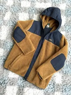 LL BEANエルエルビーン フリースジャケット キャメル×ネイビー キッズXL