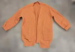 SHEIN リブニットカーディガン オレンジ L