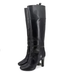 ダイアナ 美脚ロングブーツ 黒レザー 24.5cm
