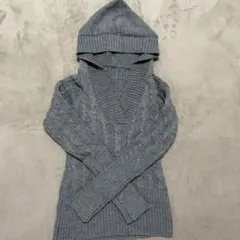 SHEIN フード ニットトップス グレー