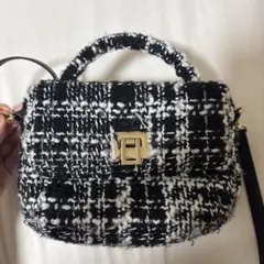 h&m ツイード ハンドル付きショルダーバッグ