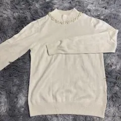 earth music&ecology ビジュー付薄手ニット