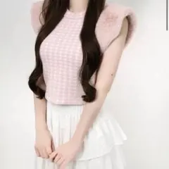 lumignon ルミニョン Houndstooth fur knit top