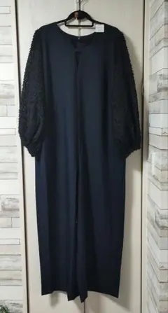 ネイビー 　ワンピース風パンツ　6L