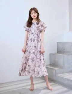 アンミール フラワークロスフレアワンピース ピンク - メルカリ