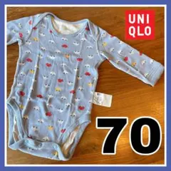 UNIQLO ユニクロ　ボディ肌着　70 長袖　男の子　車　かぶりタイプ　車
